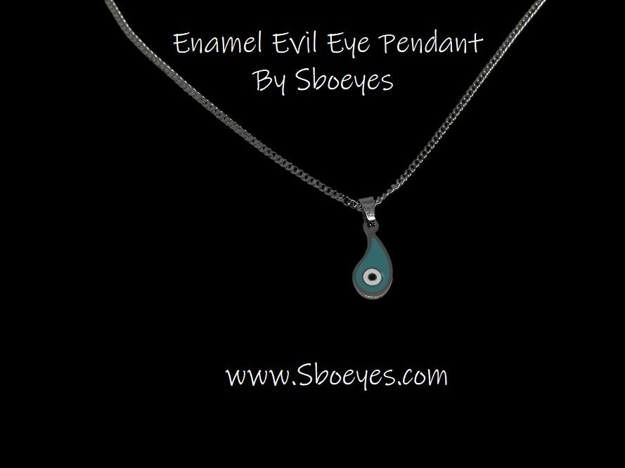 Enamel Evil Eye Drop Necklace - Stainless jewelry - Gift for her -