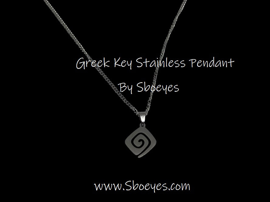 Greek key pendant necklace - Stainless steel jewelry - Greek gift