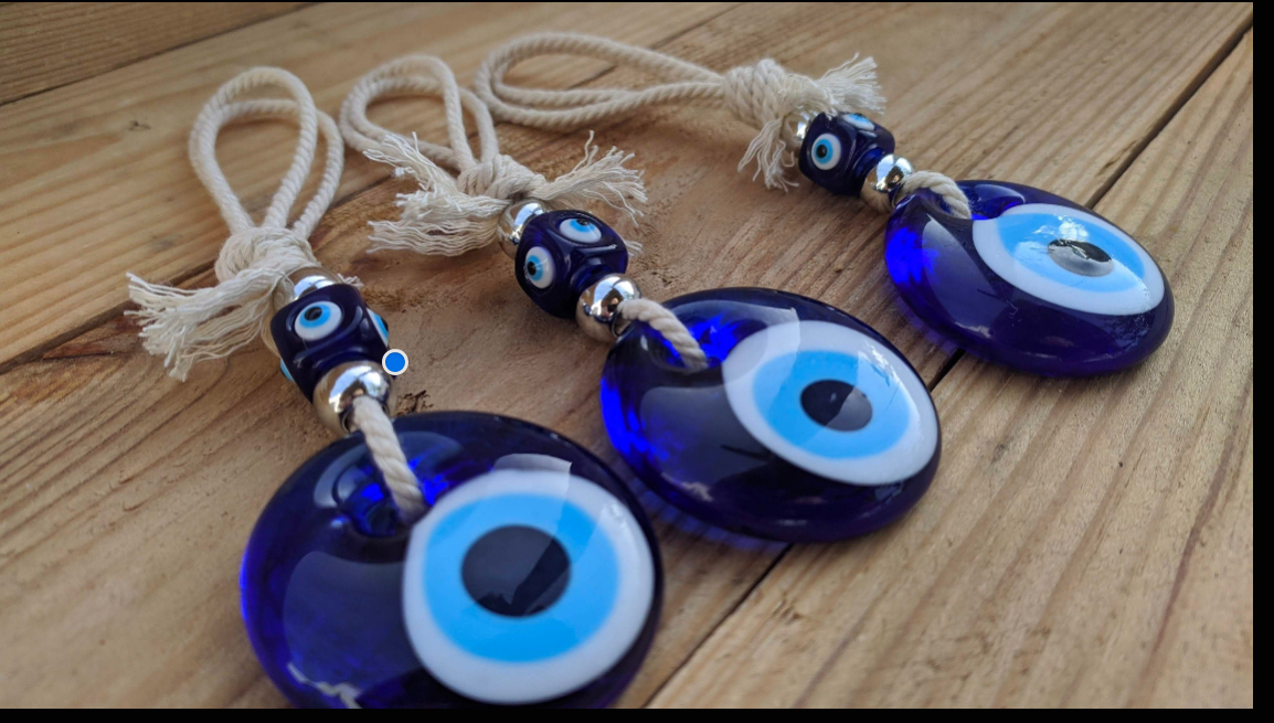 Evil Eye Glass Charm - Wall Hanging - Greek Gift - House Protection