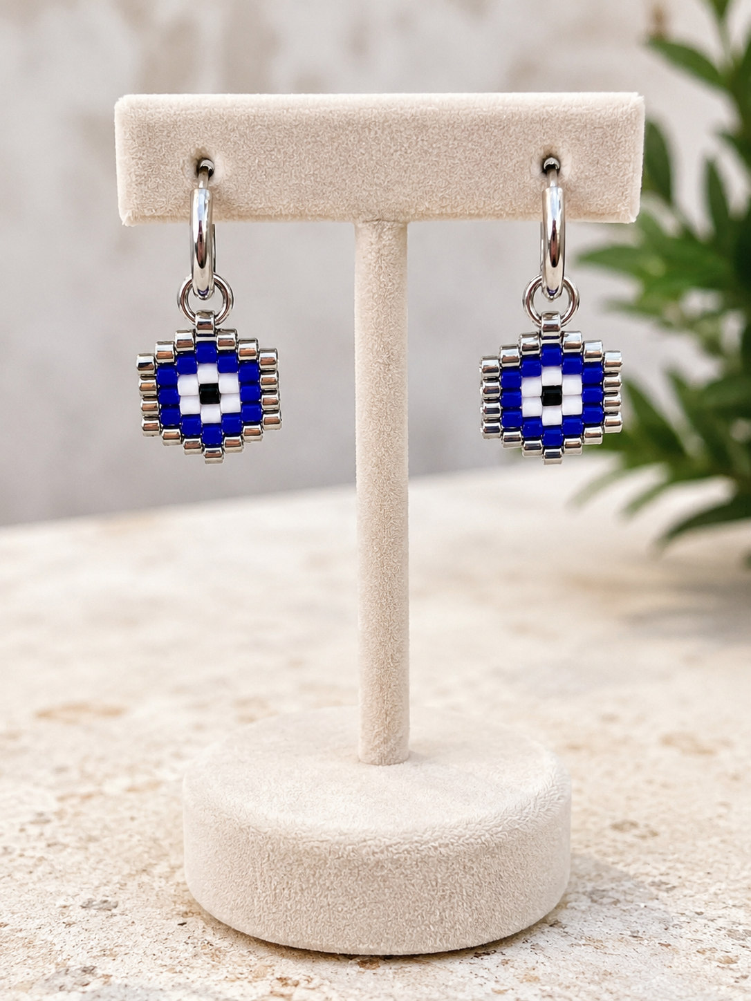 Miyuki Evil Eye Hoop Earrings