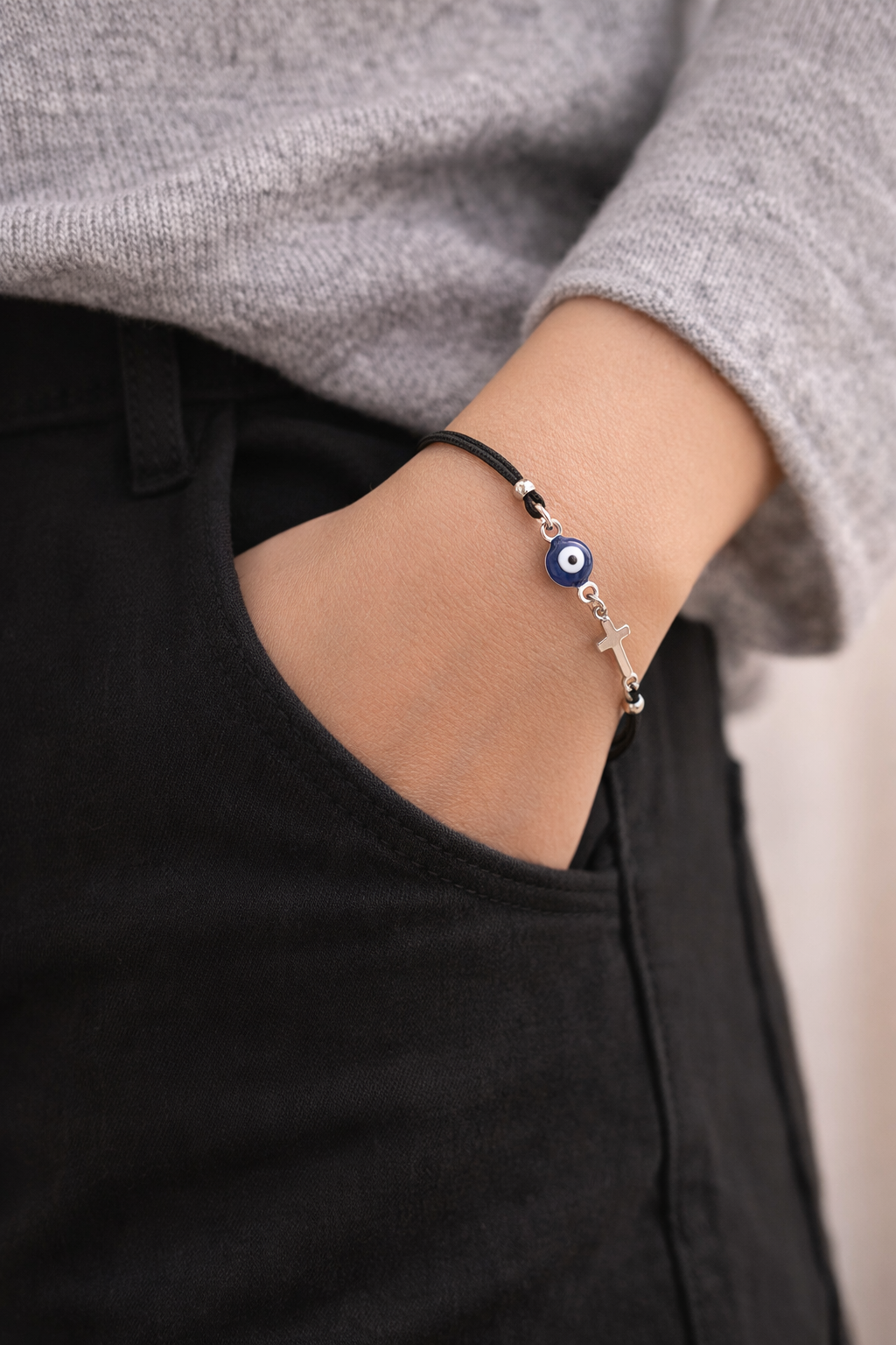 Bracelet Blue Evil Eye Cross - Bijoux grecs - Cadeau pour elle