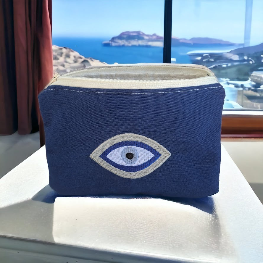 Pochette Brodée Oeil Bleu - Cadeau pour elle - Accessoire femme