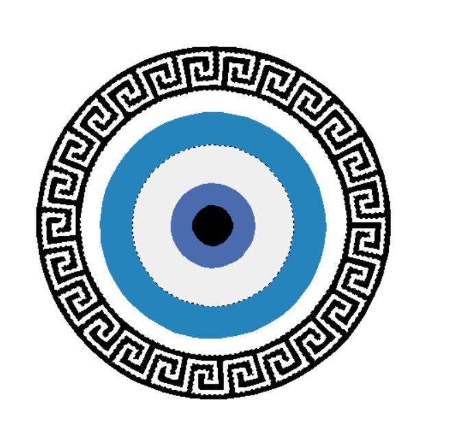 Greek Key Evil Eye Machine Embroidery Design - Digital Embroidery File