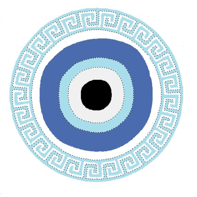 Greek Key Evil Eye Machine Embroidery Design - Digital Embroidery File