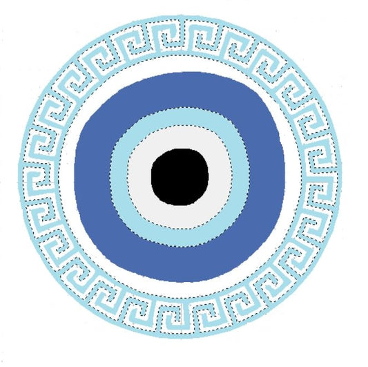 Greek Key Evil Eye Machine Embroidery Design - Digital Embroidery File