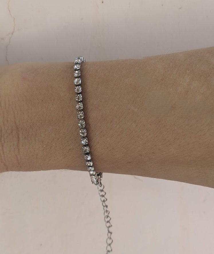 Bracelet Tennis Pierres de Zircone en Acier Inoxydable - Bijou femme
