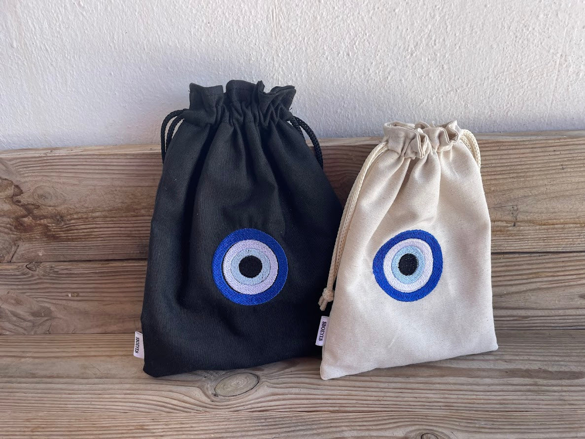 Pochette tissu oeil bleu – Souvenir grec