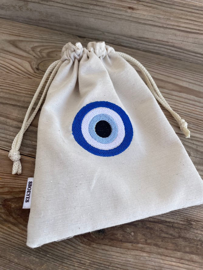 Pochette tissu oeil bleu – Souvenir grec