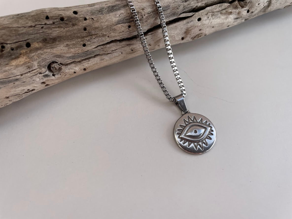 Collier Homme Oeil en Acier Inoxydable