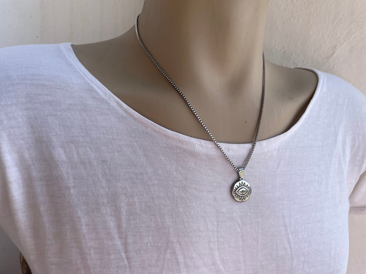 Collier Homme Oeil en Acier Inoxydable