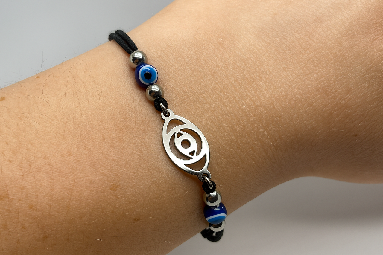Bracelet Oeil Bleu Unisexe - Ajustable - Choix de Couleurs - Cadeau Grec