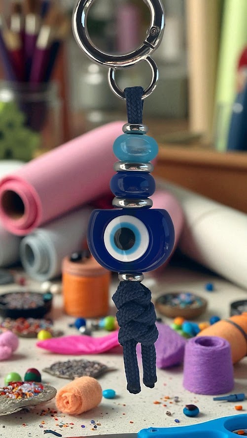 Blue Evil Eye Bag Charm – Elegance & Protection