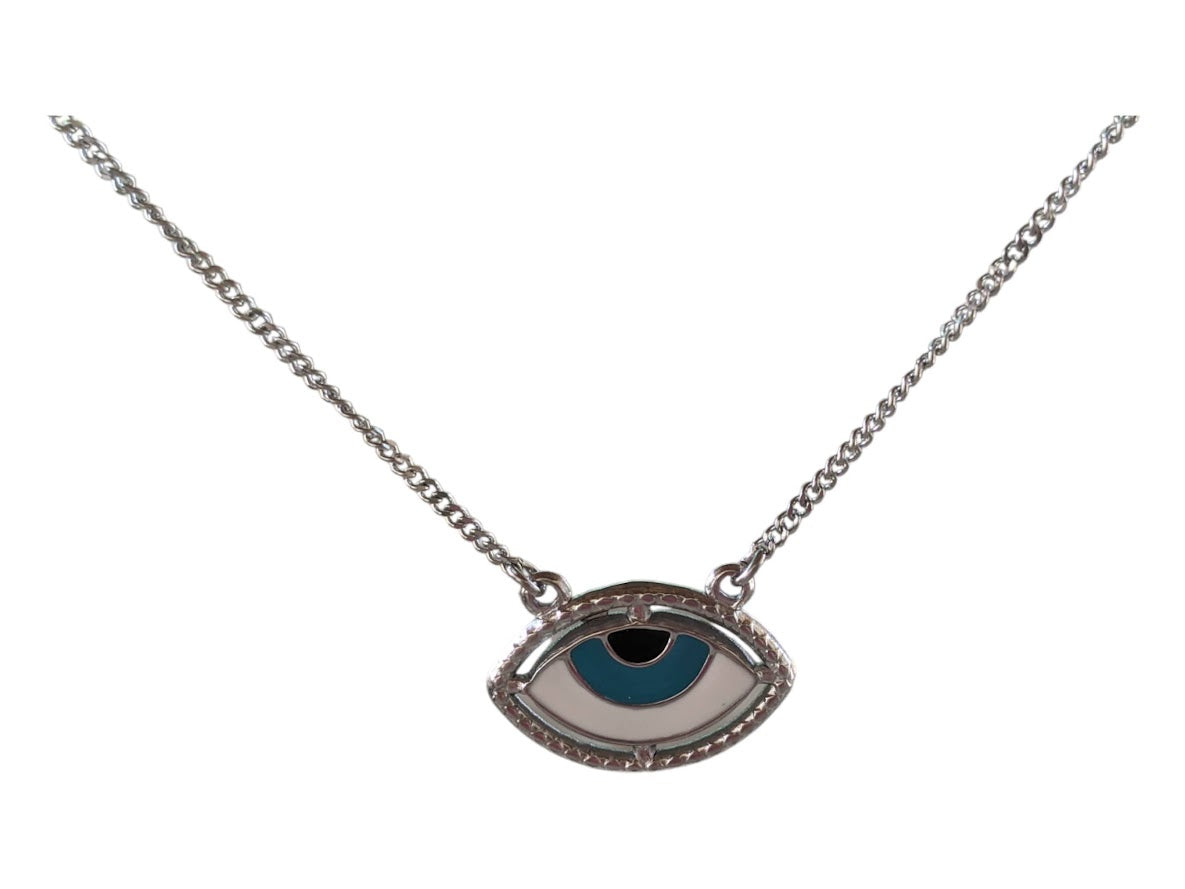 Enamel Evil Eye Necklace - Stainless Steel Necklace - Greek Gift