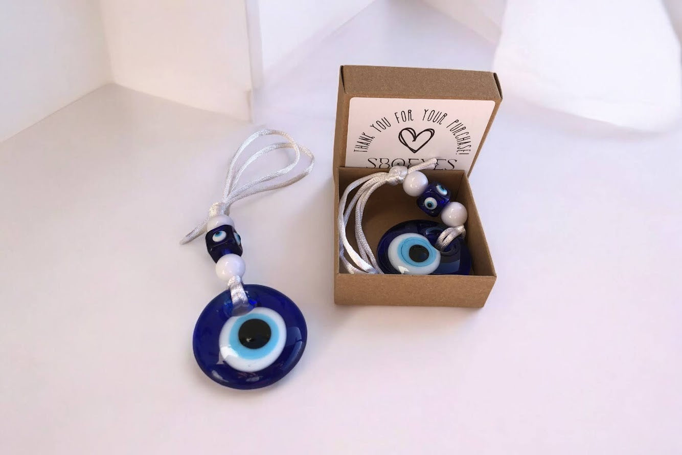 Evil Eye Glass Charm - Wall Hanging - Greek Gift - House Protection