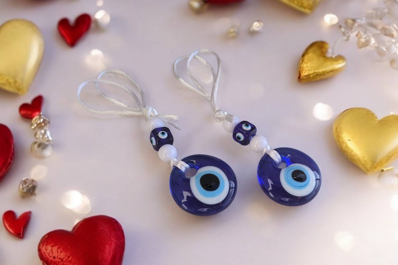 Evil Eye Glass Charm - Wall Hanging - Greek Gift - House Protection