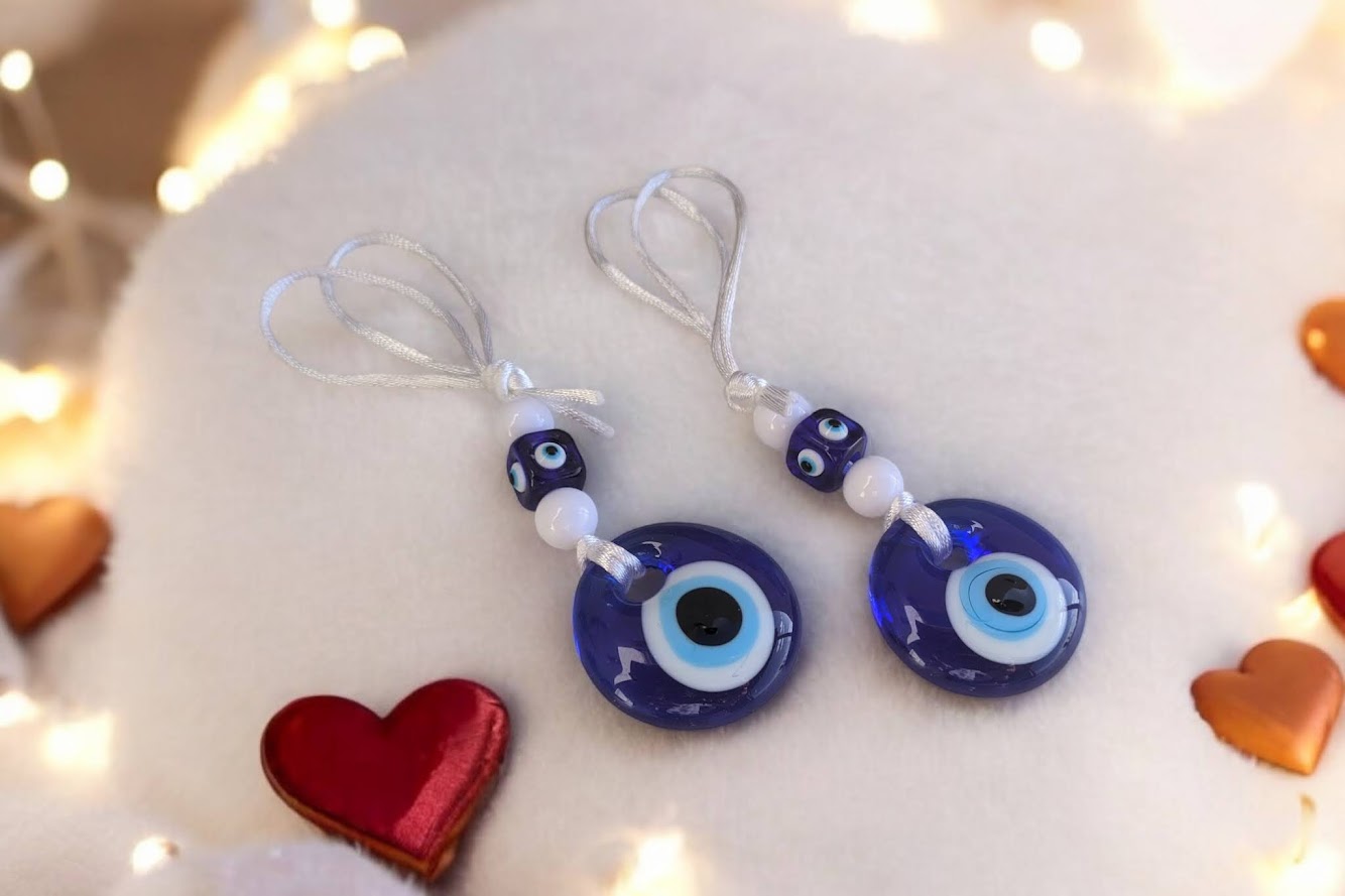 Evil Eye Glass Charm - Wall Hanging - Greek Gift - House Protection