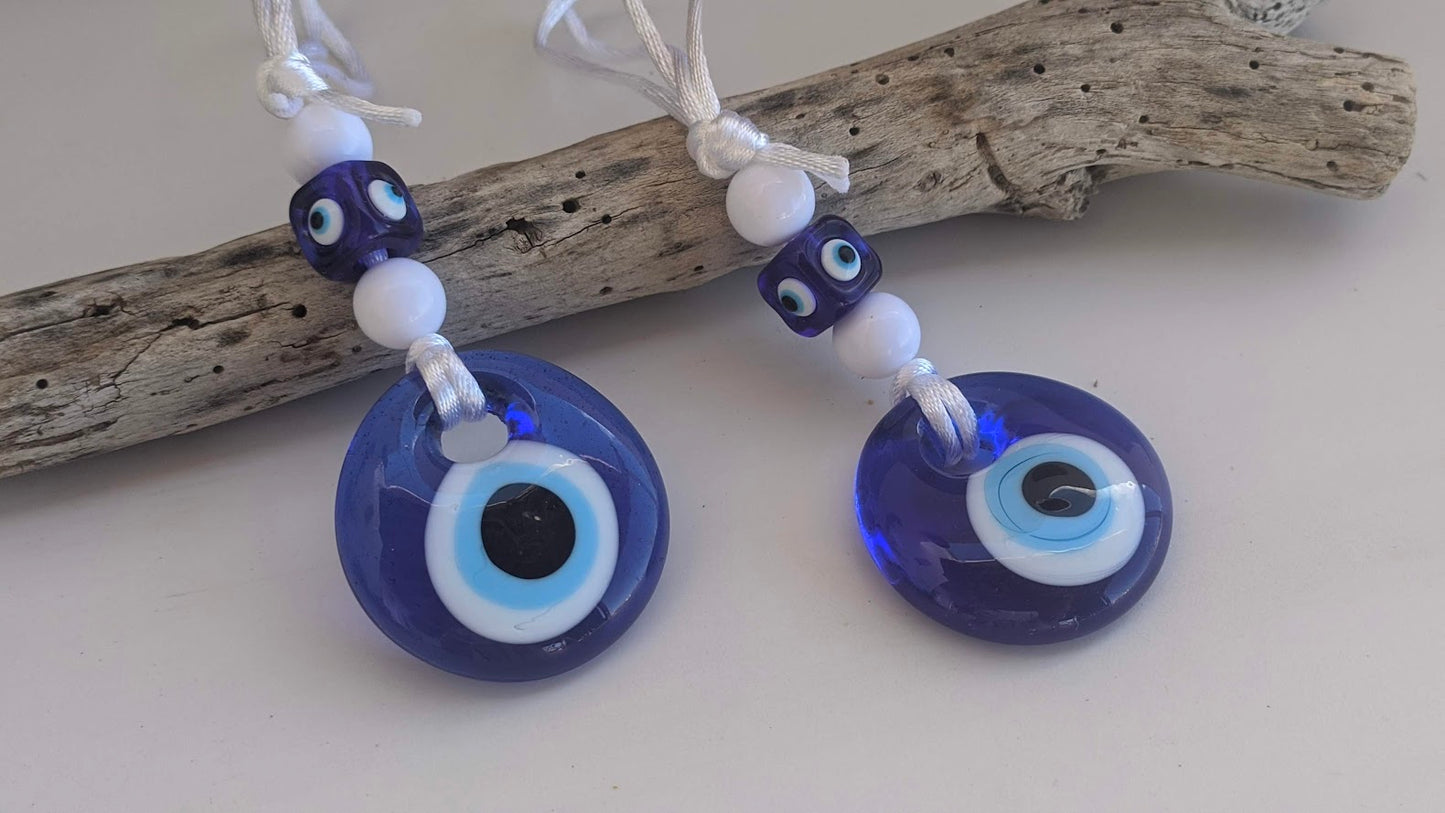 Evil Eye Glass Charm - Wall Hanging - Greek Gift - House Protection