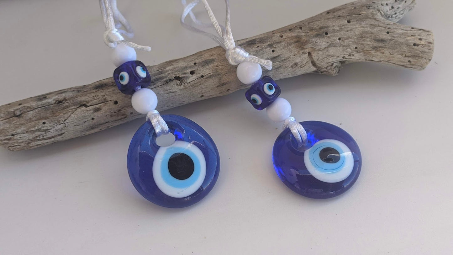 Evil Eye Glass Charm - Wall Hanging - Greek Gift - House Protection