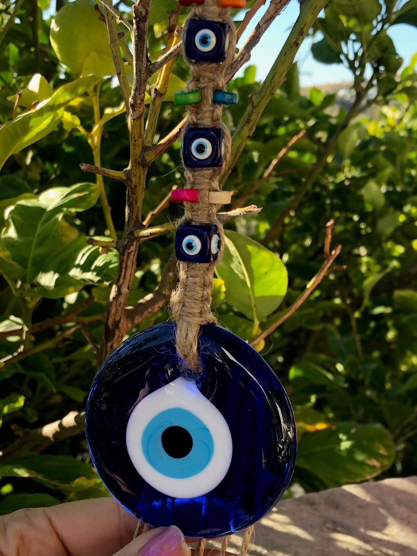 Glass Evil Eye Wall Hanging - House Protection - Greek Gift