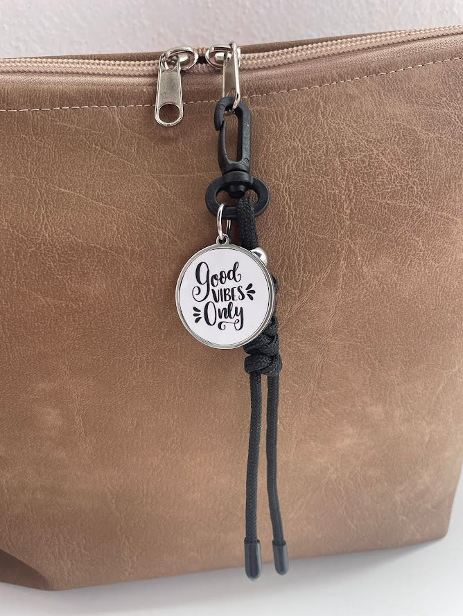 Good Vibes Only Bag Charm - Stainless Steel Bag Charm - Greek Gift
