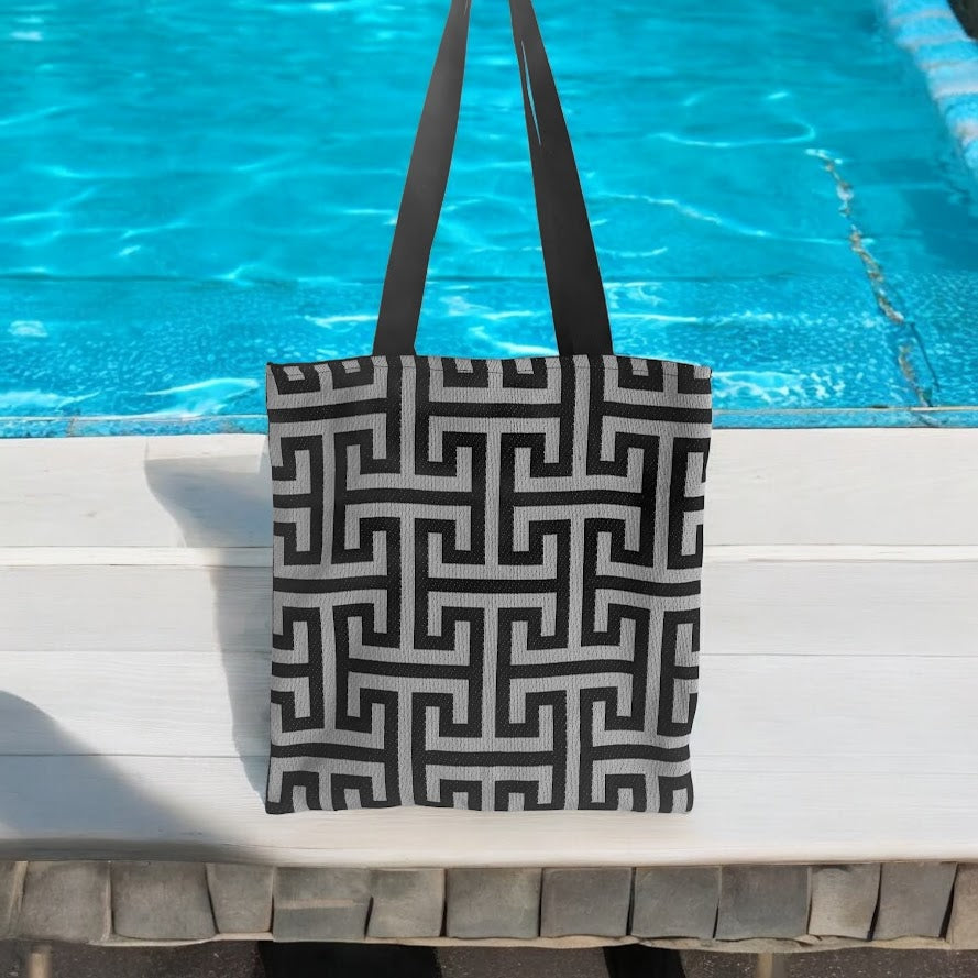 Greek Key Tote Bag - Greek Key Tote Bag - Black & White - Greek gift - Cotton bag