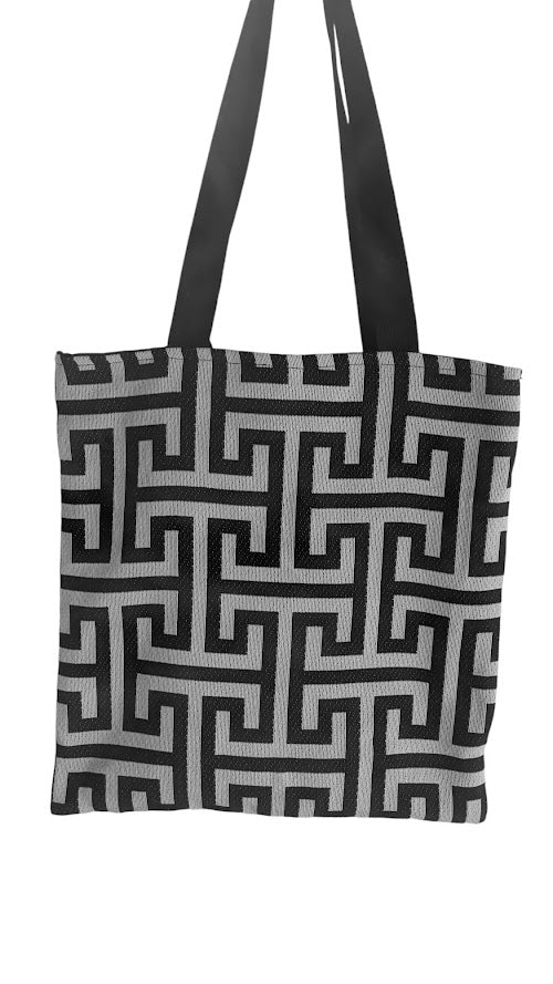 Greek Key Tote Bag - Greek Key Tote Bag - Black & White - Greek gift - Cotton bag