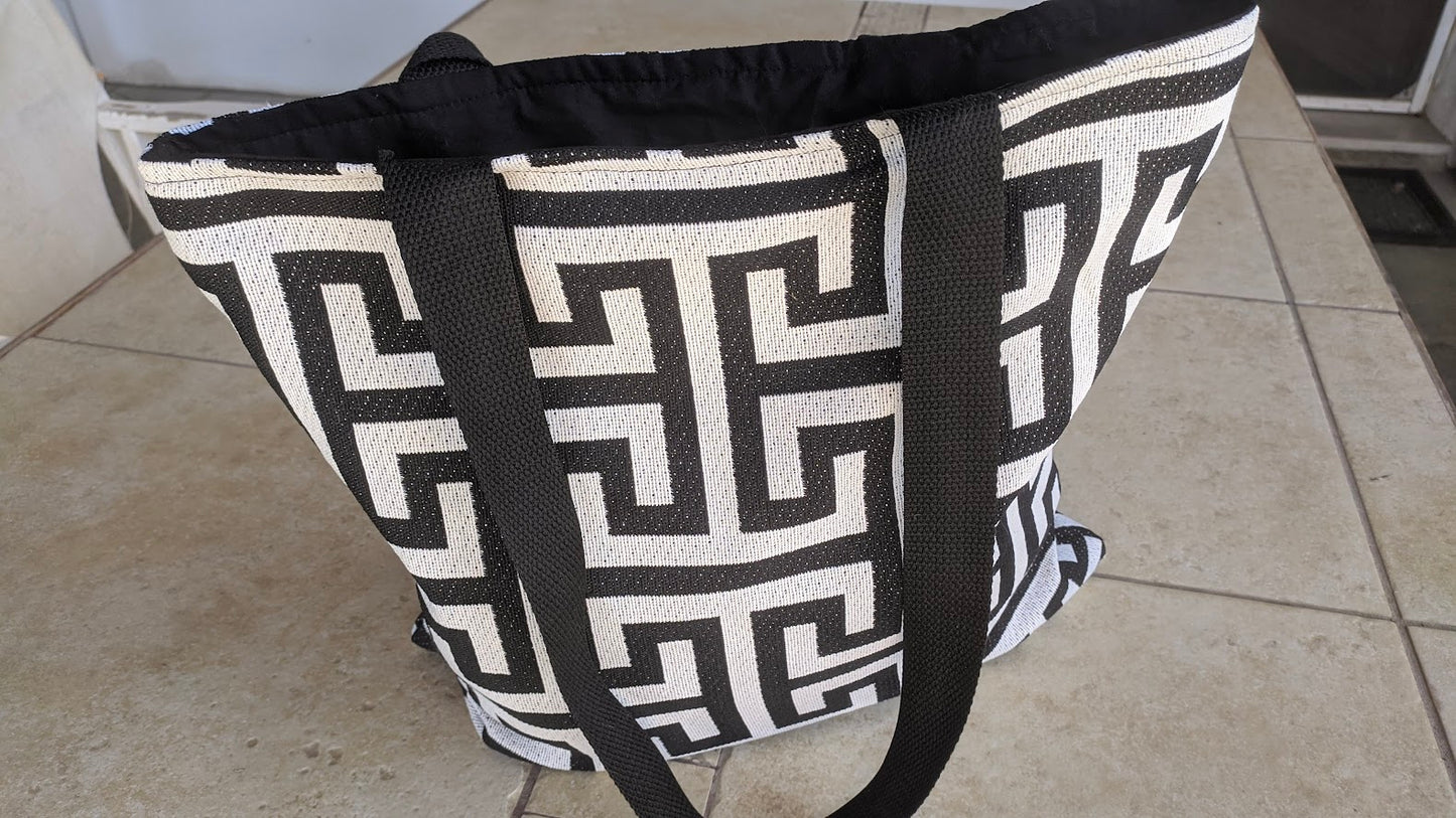 Greek Key Tote Bag - Greek Key Tote Bag - Black & White - Greek gift - Cotton bag