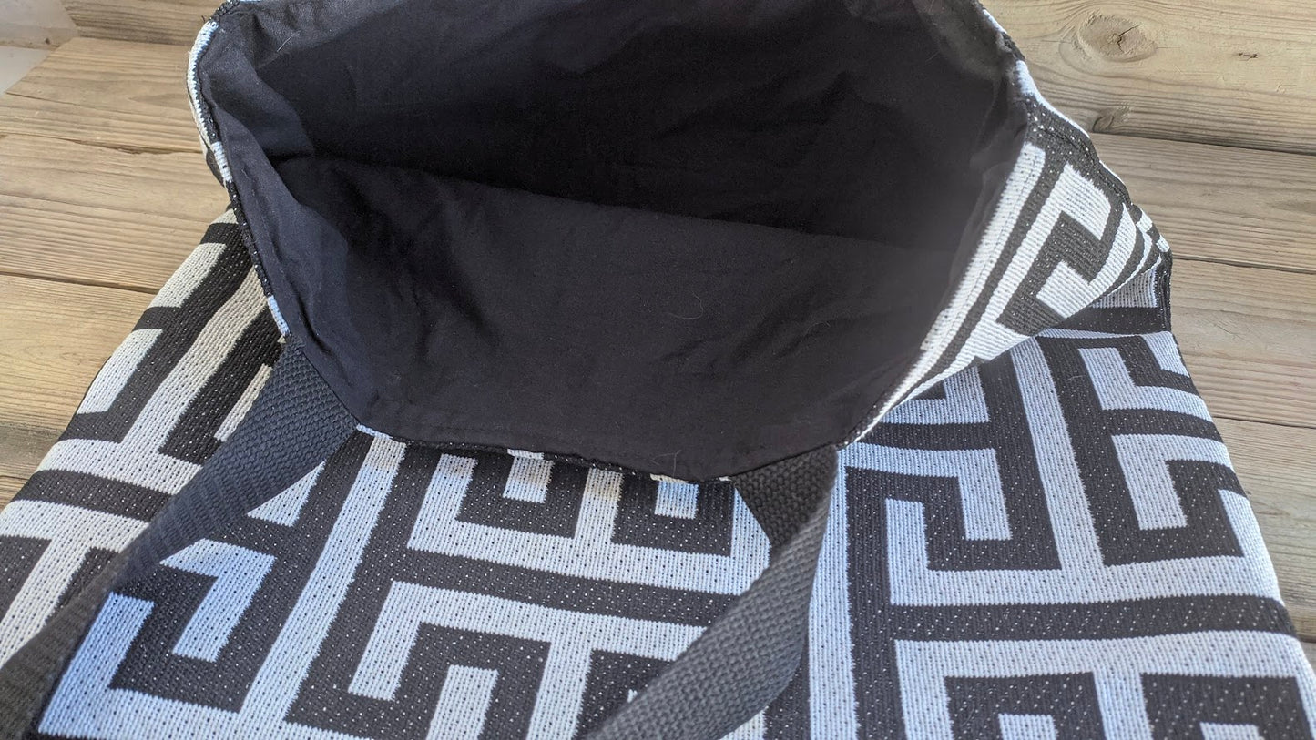 Greek Key Tote Bag - Greek Key Tote Bag - Black & White - Greek gift - Cotton bag