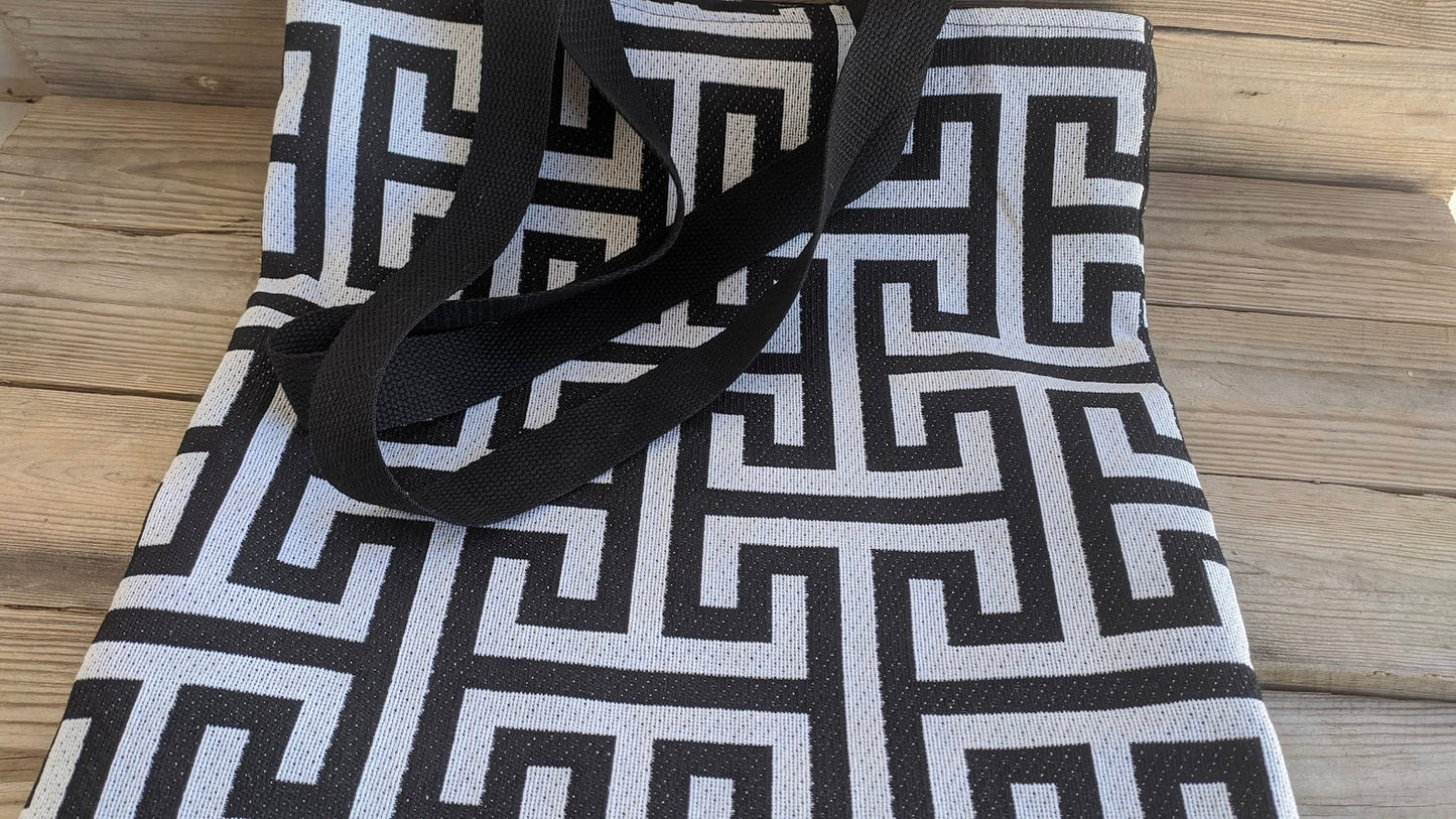 Greek Key Tote Bag - Greek Key Tote Bag - Black & White - Greek gift - Cotton bag