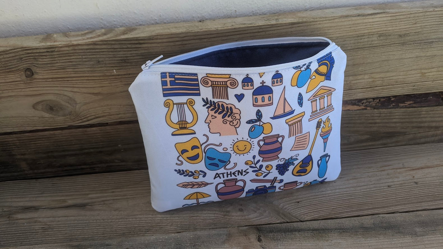 Greek Symbols Pouch - Greek gift - Made in Greece