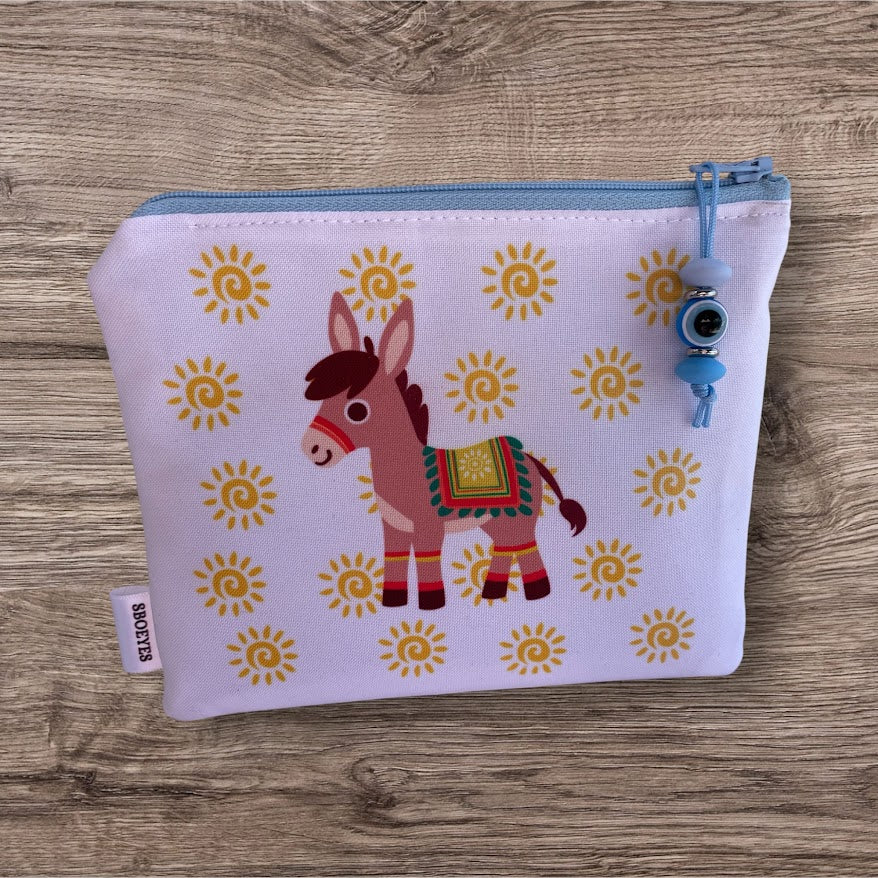 Greek Donkey Zip Pouch - Greek Gift