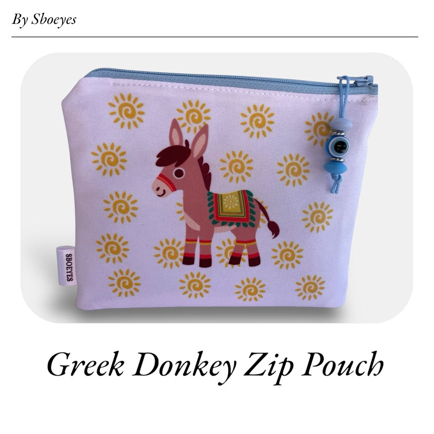 Greek Donkey Zip Pouch - Greek Gift