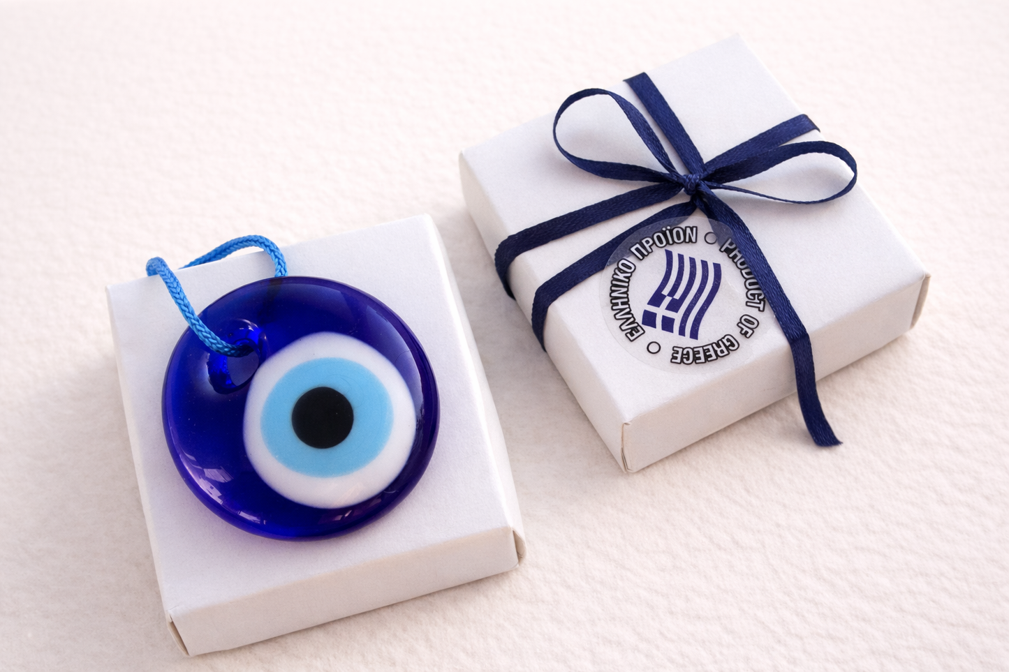 Oeil Bleu en Verre et sa Boite Cadeau