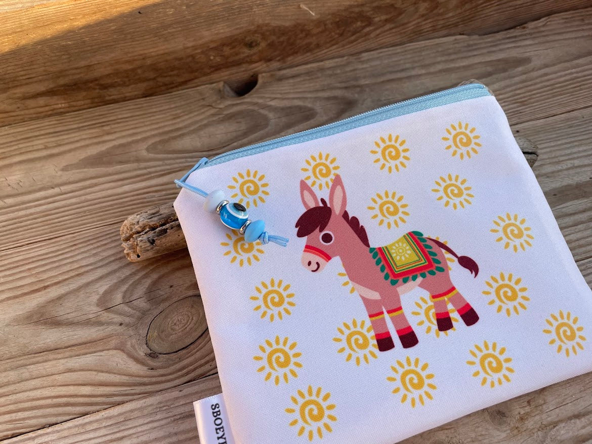 Greek Donkey Zip Pouch - Greek Gift