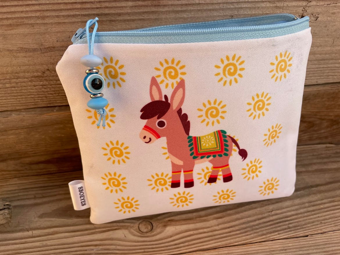 Greek Donkey Zip Pouch - Greek Gift