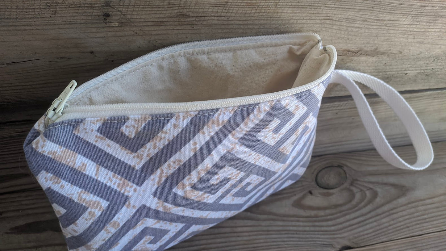 Greek Key Fabric Pouch - Handmade Greek purse - Greek gift