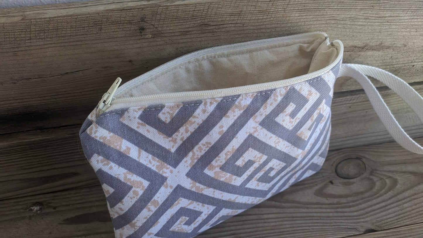 Greek Key Fabric Pouch - Handmade Greek purse - Greek gift
