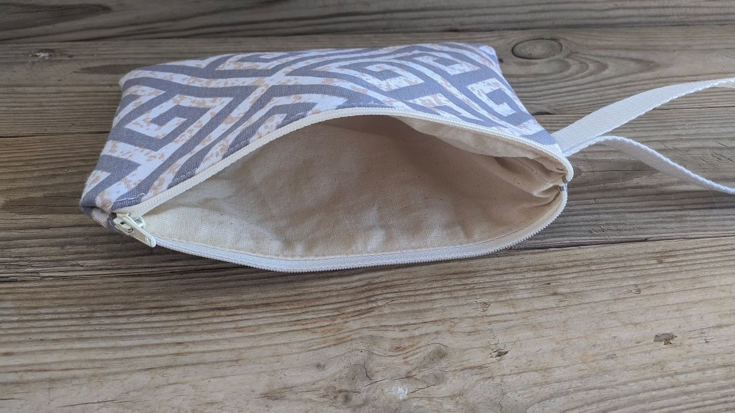 Greek Key Fabric Pouch - Handmade Greek purse - Greek gift
