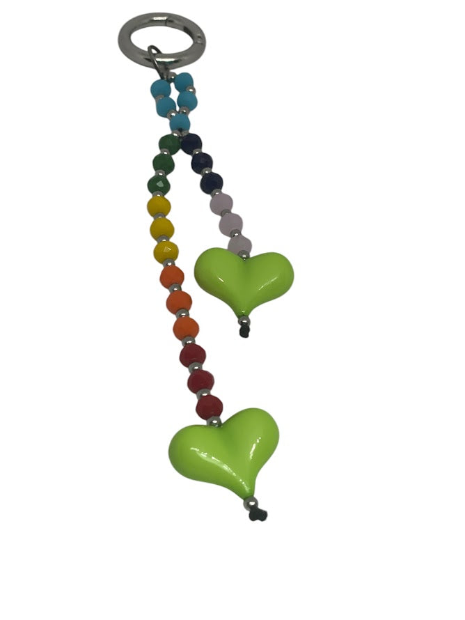 Hearts Bag Charm - Beaded Bag Charm - 9 colors to choose from