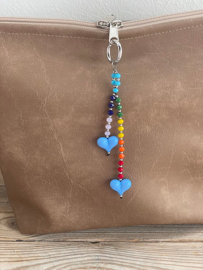 Hearts Bag Charm - Beaded Bag Charm - 9 colors to choose from