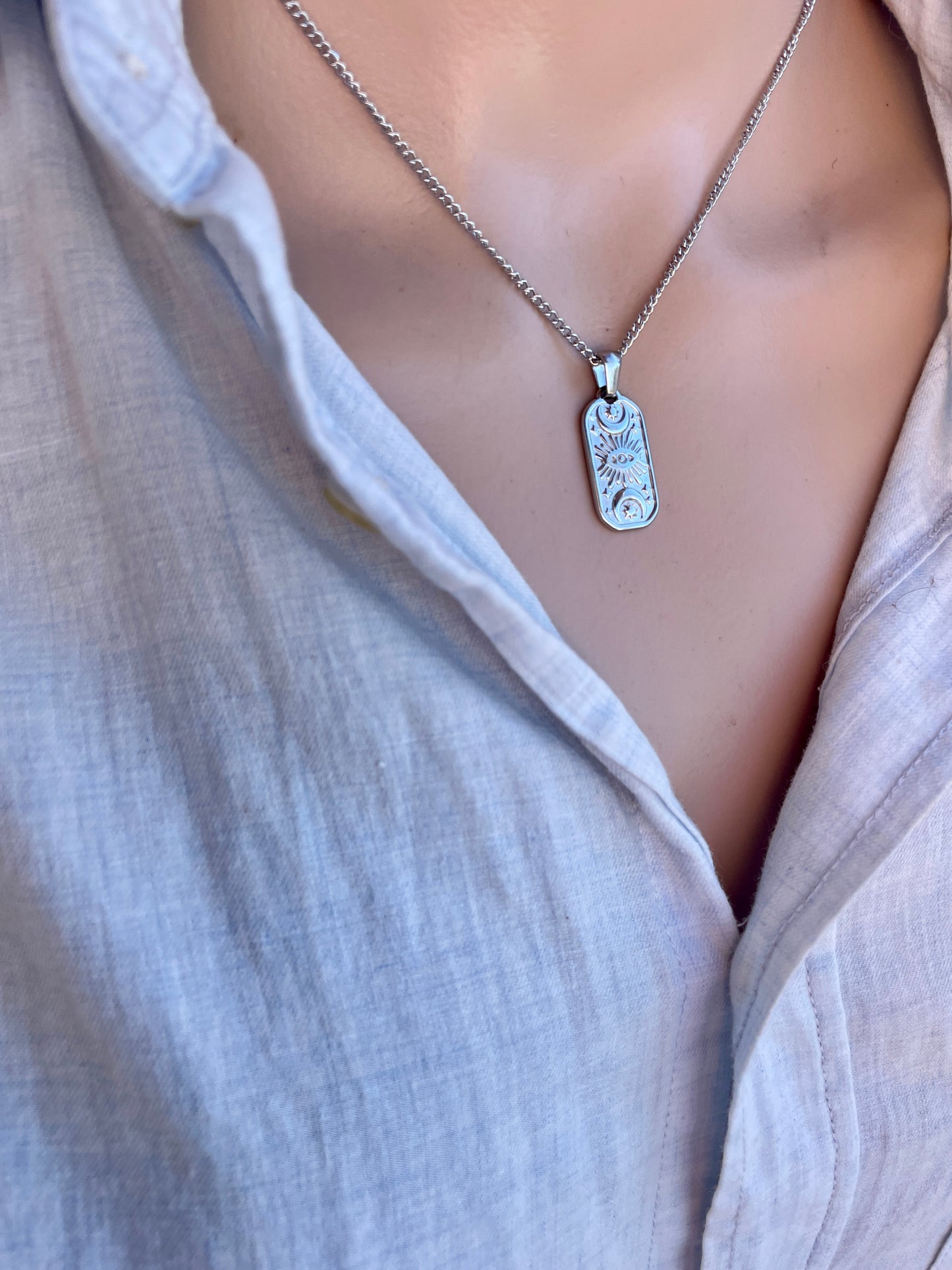 Stainless Steel Eye Necklace – Celestial & Minimalist Jewelry