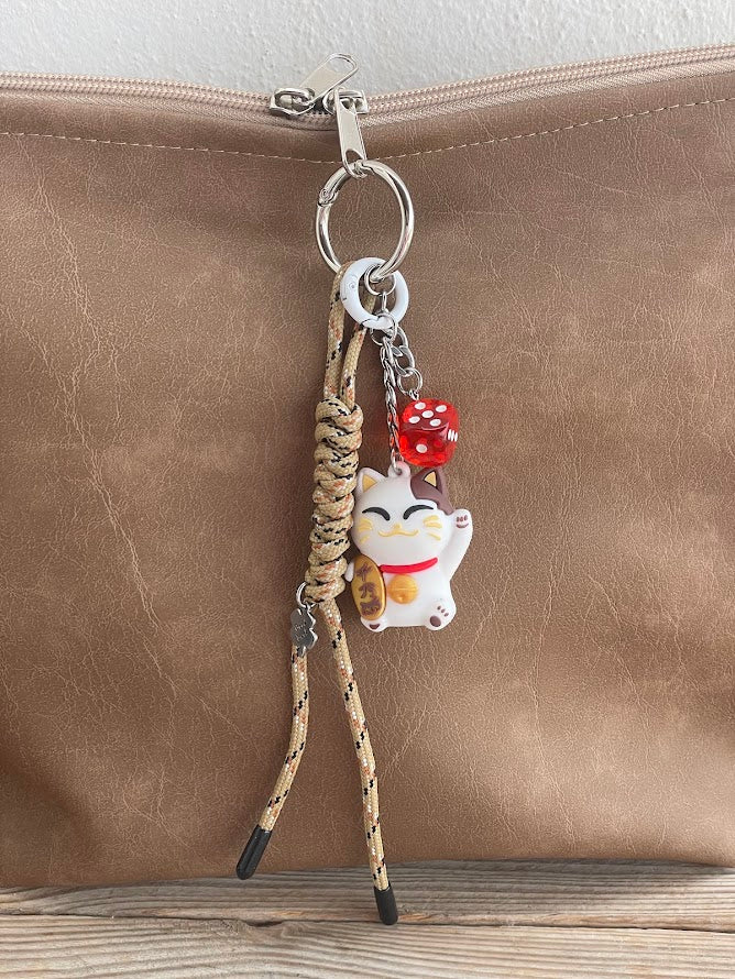 Lucky Cat Bag Charm - Maneki Neko Bag Charm - Stainless Bag Charm - Greek Gift