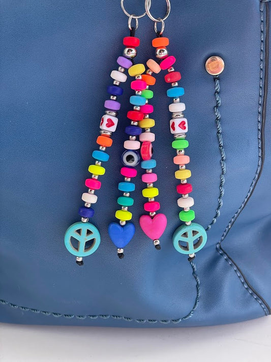 Peace & Love Bag Charm - Evil Eye Bag Charm - Bag Accessory