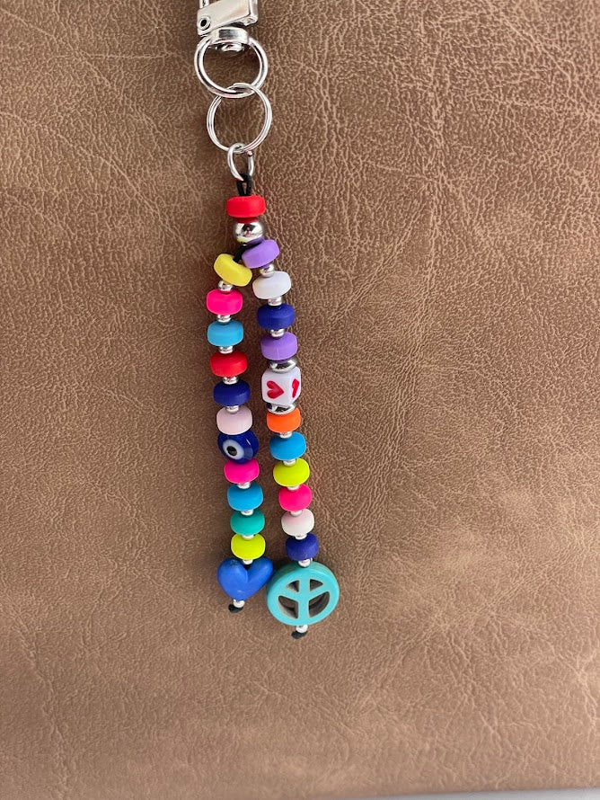 Peace & Love Bag Charm - Evil Eye Bag Charm - Bag Accessory