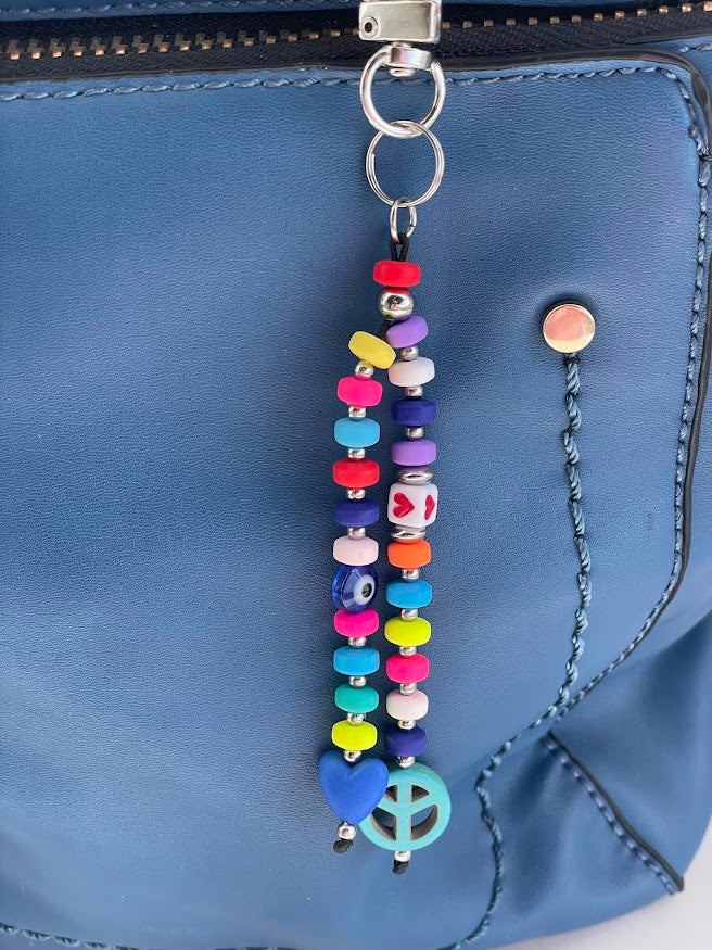 Peace & Love Bag Charm - Evil Eye Bag Charm - Bag Accessory