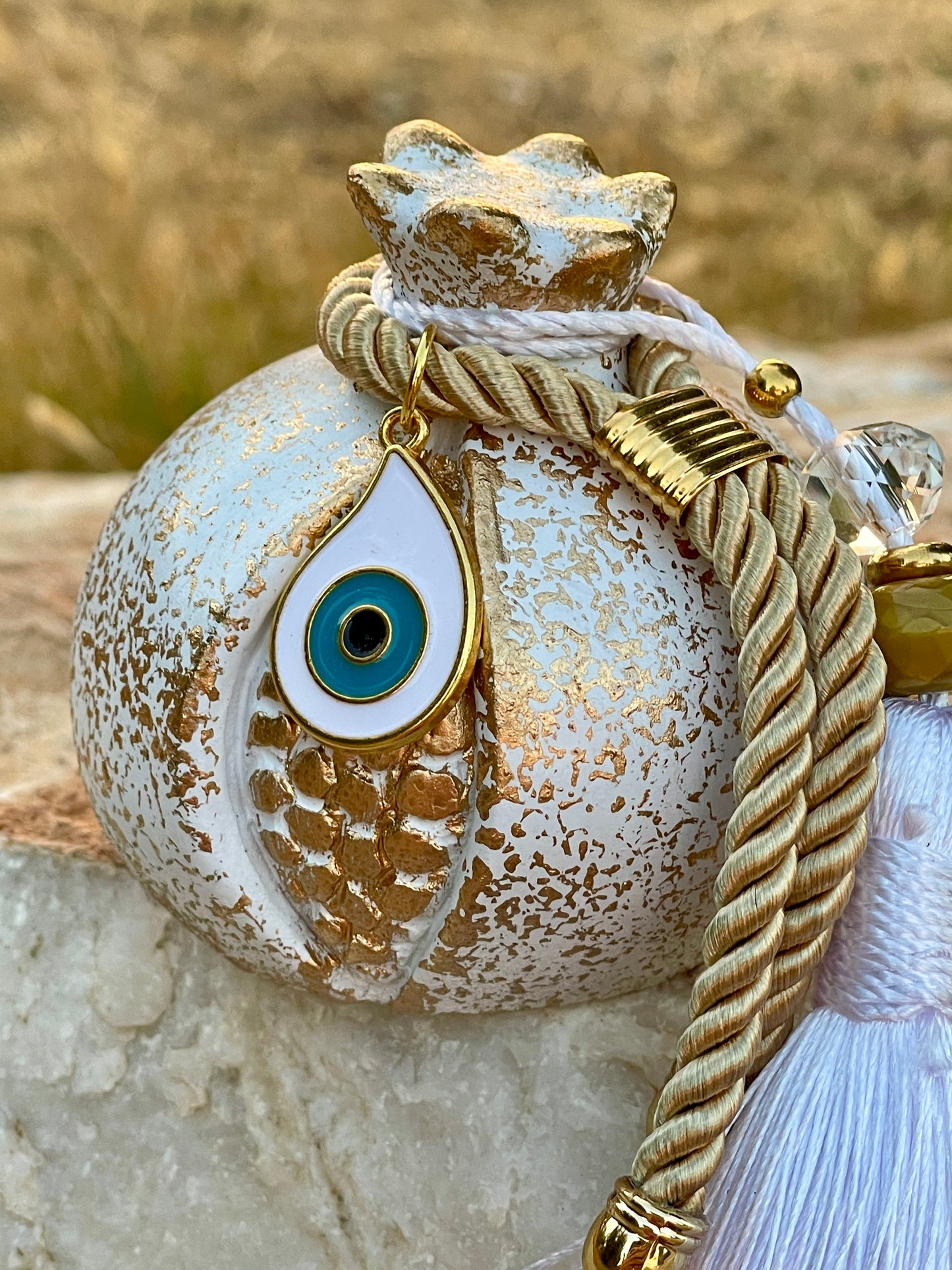 Ceramic Pomegranate, Greek Good Luck Charm - New Year Gift, House Protection, Home Decor, Table ornament