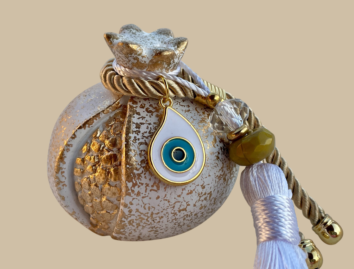 Ceramic Pomegranate, Greek Good Luck Charm - New Year Gift, House Protection, Home Decor, Table ornament