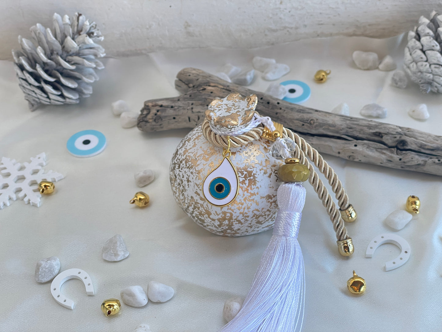 Ceramic Pomegranate, Greek Good Luck Charm - New Year Gift, House Protection, Home Decor, Table ornament