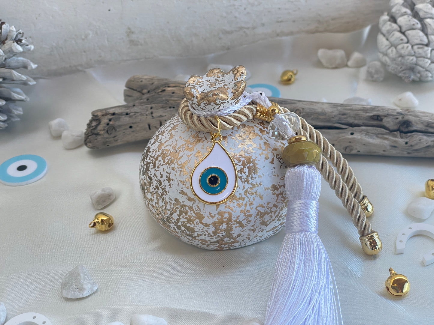 Ceramic Pomegranate, Greek Good Luck Charm - New Year Gift, House Protection, Home Decor, Table ornament