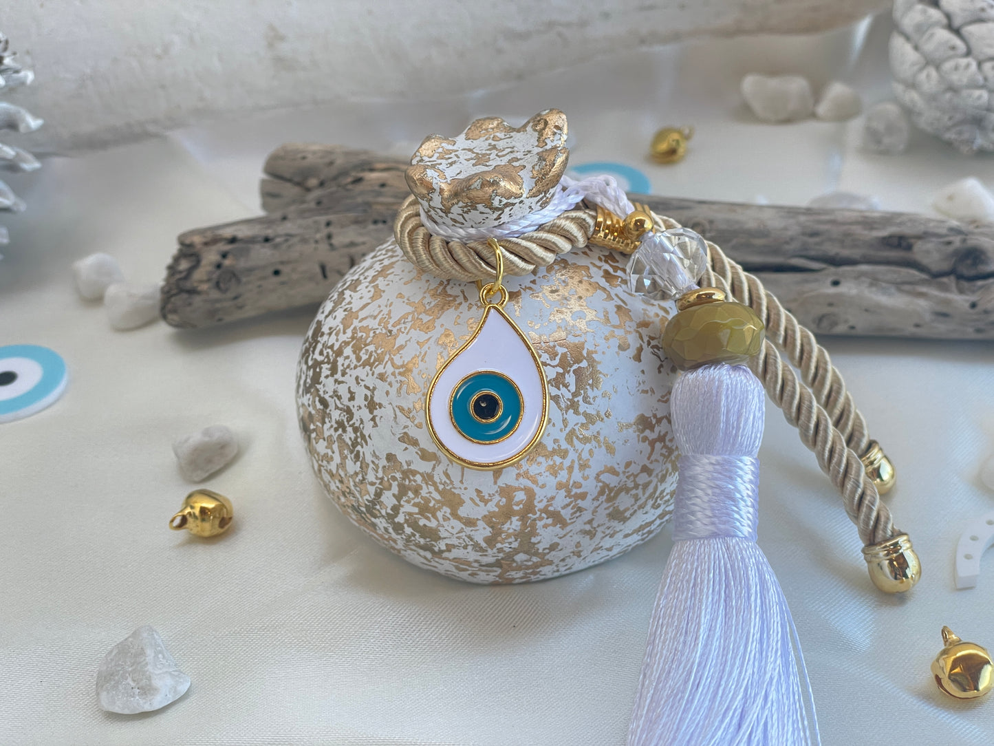 Ceramic Pomegranate, Greek Good Luck Charm - New Year Gift, House Protection, Home Decor, Table ornament